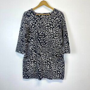 Joules Black and White Paisley Tunic Dress with Pockets
